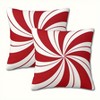 Lomsoe 2pcs Holiday Red and White Mint Swirl Christmas Pillowcases, Suitable for Home and Outdoor Decoration, Holiday Decor, Seasonal Home Accents - 2 of 4