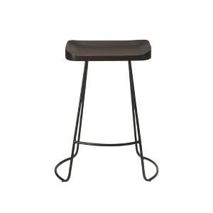 HomeRoots 26" Dark Brown And Black Iron Backless Counter Height Bar Chair - 1 of 4
