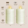 LumiPur 2pk 3.5"x7" Signature Natural Glow Flameless Wax Pillar LED Candles Linen White - 4 of 4