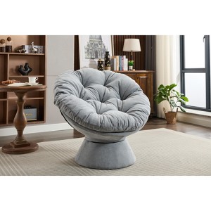 Gulches Oversized Gray Chenille Swivel Accent Chair  360¡ã Rotation Barrel Chair for Living Room Bedroom, Plush Papasan Chair - 1 of 4
