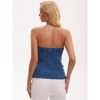 INSPIRE CHIC Women's Denim Button Front Elastic Back Crop Pockets Decor Strapless Bandeau Tube Tops - 4 of 4