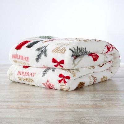 Holiday Sherpa Fleece Reversible Christmas Throw Blanket