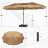 Ainfox 15ft. Outdoor Straw Umbrella Sunshade Umbrella, Waterproof, Sun Block With LED Lights - 2 of 4