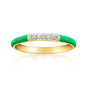 Ross-Simons Green Enamel Ring With Diamonds in 18kt Gold Over Sterling - 1 of 4