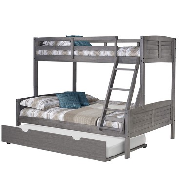 Donco Kids Louver Twin Over Full Antique Grey Bunkbed With Twin Trundle