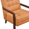 PAGED Leather Upholstered Accent Chair with Solid Wood Arms and Legs,Modern Arm Chairs for Bedroom,Reading Room,Beige - 2 of 4