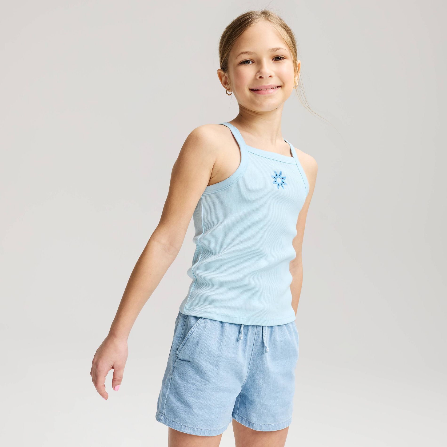 Girls' Embroidered Ribbed Tank Top - Cat & Jack™