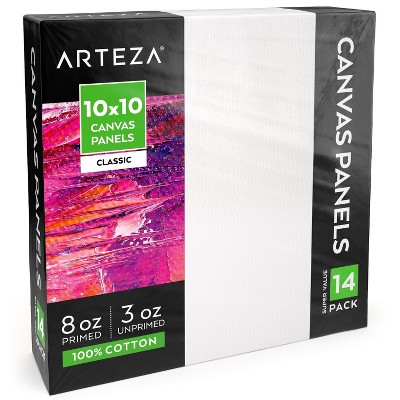 Arteza Canvas Panels, Classic, White, 10"x10", Blank Canvas Boards for Painting - 14 Pack (ARTZ-8349)