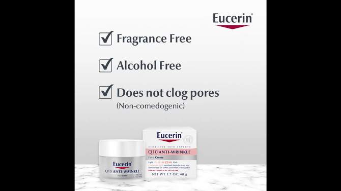 Eucerin Q10 Anti-Wrinkle Sensitive Skin Unscented Face Cream - 1.7oz, 2 of 15, play video