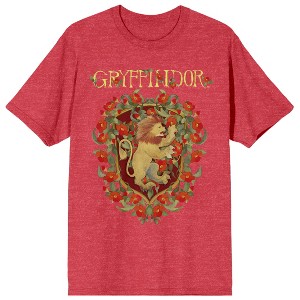 Harry Potter Gryffindor Magical Moments Crest Crew Neck Short Sleeve Red Heather Women's T-shirt - 1 of 3