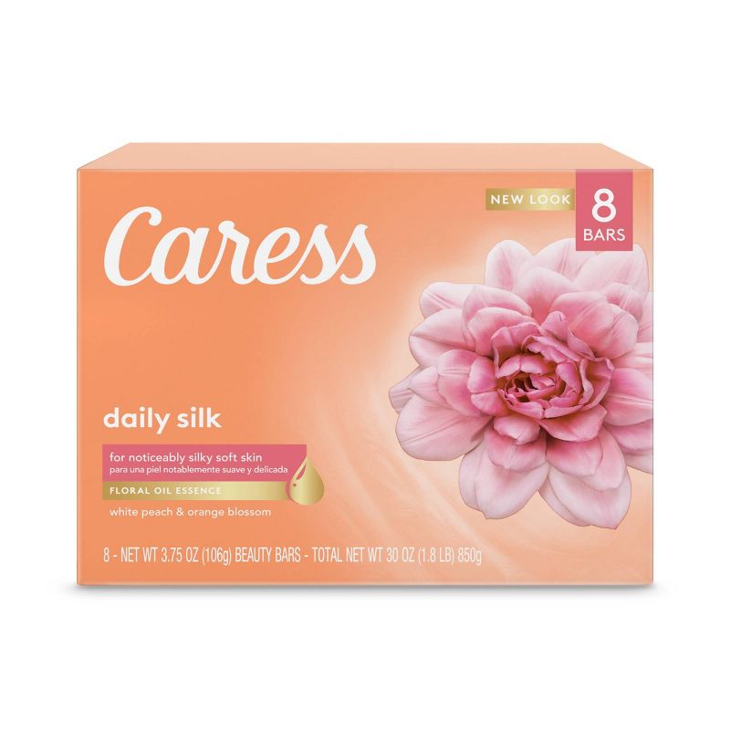 Caress Daily Silk White Peach &#38; Orange Blossom Scent Bar Soap - 8pk - 3.75oz each, 2 of 4