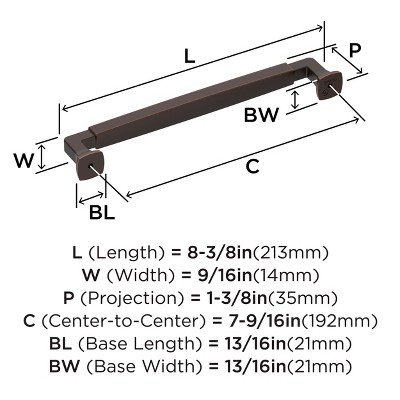 Oil-Rubbed Bronze 7-9/16" Cabinet Drawer Pull Bar