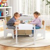 Costway Kids Art Table & Chairs Set with Paper Roll Wooden Craft Study Desk Active Play Gray/Natural - 4 of 4