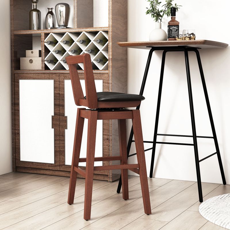 Costway Swivel Counter Height Bar Stool 26'' Upholstered PU Leather Hollow Backrest, 2 of 11