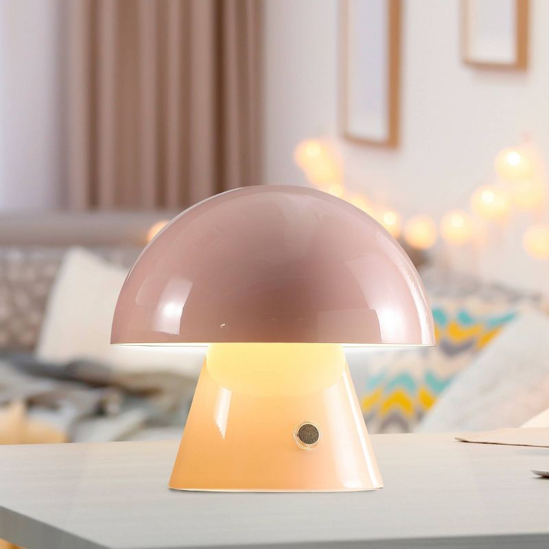 7" Porcini Contemporary Bohemian Rechargeable/Cordless Iron Integrated LED Mushroom Table Lamp - JONATHAN YFeb, 5 of 13
