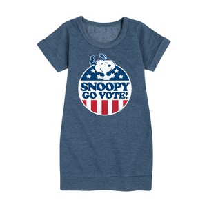 - Peanuts - Snoopy Go Vote Graphic Short Sleeve Fleece Dress - 1 of 4
