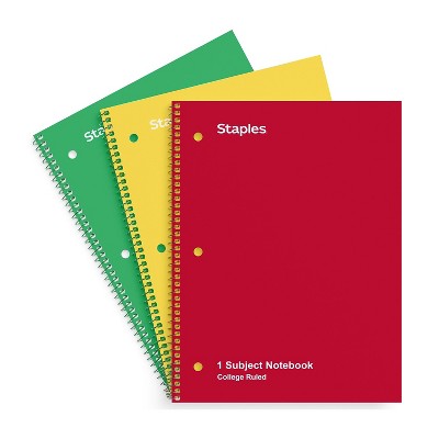 TRU RED 1-Subject Notebook 8" x 10.5" College Ruled 70 Sheets Assorted Colors TR58375M