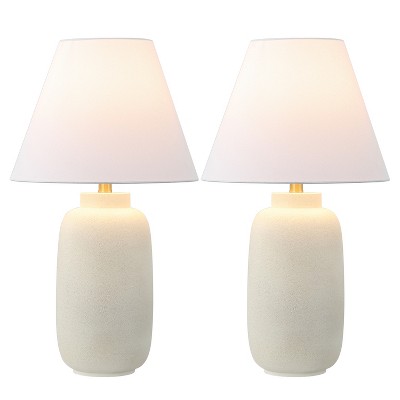 JONATHAN Y Elinore Minimalist Scandinavian Resin/Iron Ginger Jar LED Table Lamp