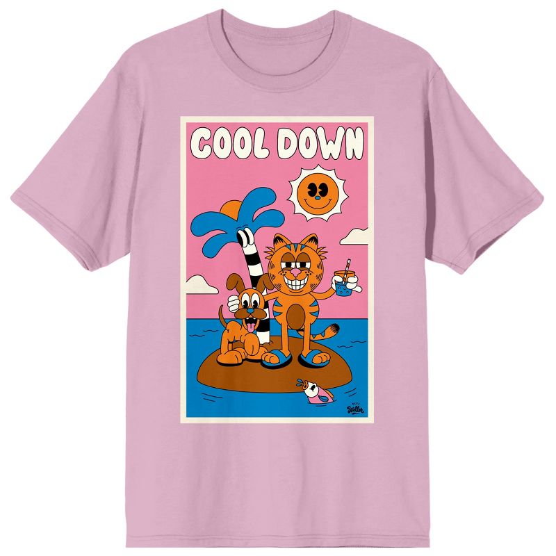 Garfield Cool Down Crew Neck Short Sleeve Cradle Pink Men's T-shirt, 1 of 3