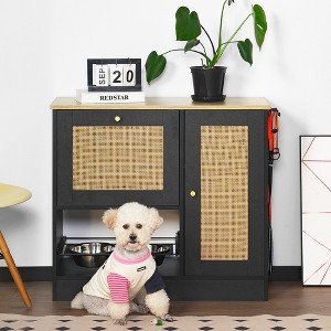 Bella Depot 33.07'' Pet Feeding Station Feeding station with 2 lockers,elevated dog bowls - 1 of 4