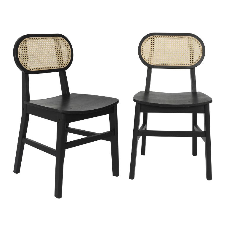 Flash Furniture Jacob Set of 2 Commercial Cane Rattan Dining and Event Chairs with Solid Wood Frame and Seat, 1 of 11