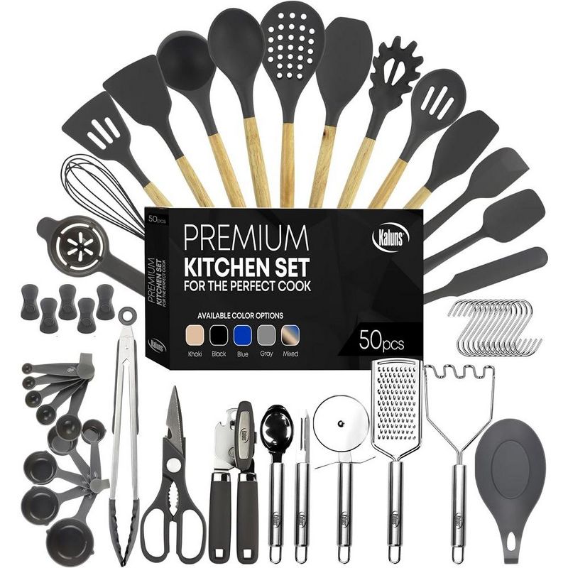 Kaluns Kitchen Utensils Set, 50 Piece Silicone And Stainless Steel Cooking Utensils, Dishwasher Safe and Heat Resistant Kitchen Tools, 1 of 8