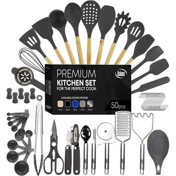Kaluns Kitchen Utensils Set, 50 Piece Silicone And Stainless Steel Cooking Utensils, Dishwasher Safe and Heat Resistant Kitchen Tools