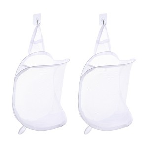 Unique Bargains Nylon Mesh Breathable Hanging Laundry Hamper with Hooks 2 Pcs - 1 of 3