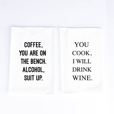 2pk Cotton You Cook and I'll Drink Wine Kitchen Towels - Wildwood Landing