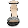 Allegra K Women's Rhinestone Ankle Strap Buckle Closure Chunky Heels Sandals - 2 of 4