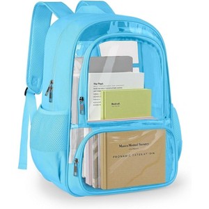 Heavy Duty Backpack, Large Capacity Transparent Bookbag with Reinforced Straps for Security, Travel, and Events - 1 of 4