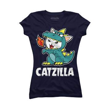 Junior's Design By Humans Catzilla Halloween Costume Dragon Monster Kitten Cats Lover By lenxeemyeu T-Shirt