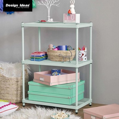Sage Green 3-Tier Adjustable Metal Mesh Utility Shelving Unit