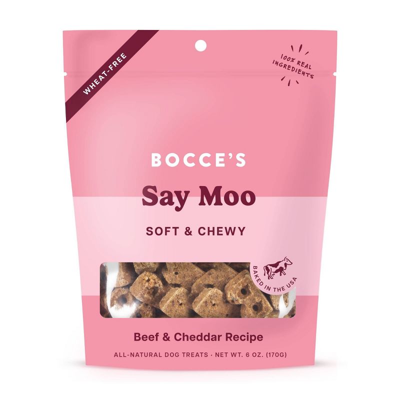 Bocce&#39;s Bakery Moo Biscuits Soft &#38; Chewy Beef Flavor Dog Treats - 6oz, 1 of 4