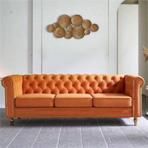 85''Modern Long Sofa,Velvet Couch,Upholstered Sofa With Arms And Golden Metal Legs,Luxury Comfy 3-Seater Couch,Living Room Sofa-Cuddlewood - 1 of 4