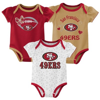 NFL San Francisco 49ers Girls' Newest Fan 3pk Bodysuit Set - 3-6M