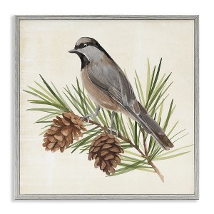 Stupell Industries Bird on Pine Tree Framed Giclee Art - 1 of 4
