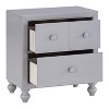 Vynxaria Transitional 2-Drawer Nightstand - Gray Finish, Wood/Engineered Wood, Gray Wood Knobs, Turned Feet, Metal Glides, 1pc Bedroom Furniture - 2 of 4