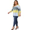 Agnes Orinda Women's Plus Size Tie Dye 3/4 Sleeve Side Slit V Neck Trendy Spring Tops - 3 of 4