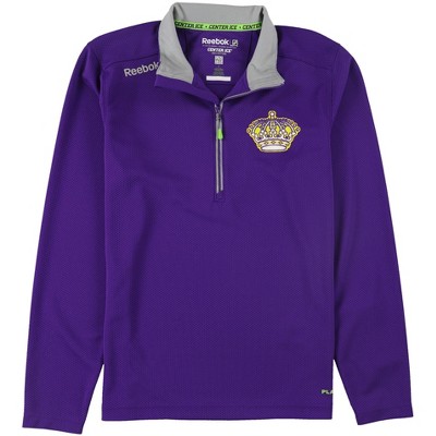 Reebok Mens LA Kings 1/4 Zip Graphic T-Shirt, Purple, Medium