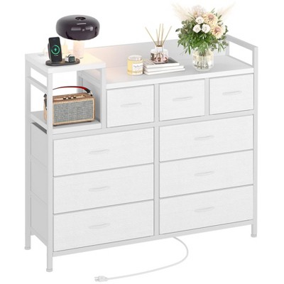 Dresser for Bedroom with 9 Drawer, TV Stand with Charging Station