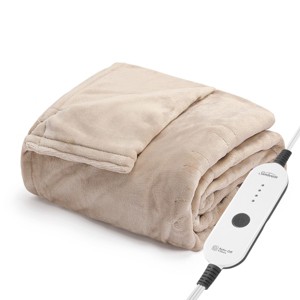 50"x72" Ultimate Cozy Royal Posh Velvet Hand and Foot Pocket Heated Throw Electric Blanket - Sunbeam - 1 of 4