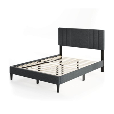 Safstar Full Size Bed Frame with Vertical Channel Tufted Headboard & Wooden Slats