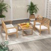 Tangkula 4 PCS Wood Patio Conversation Set Patio Furniture Set w/Seat Cushions Sturdy Acacia Wood Frame - 2 of 4