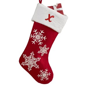 Personalization Mall Red & White Snowflake Initial Christmas Stocking - 1 of 3