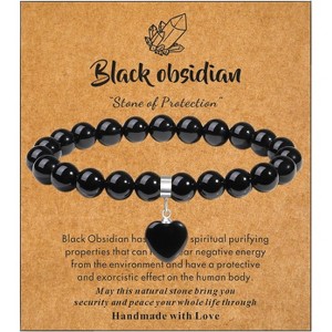 Healing Crystal Bracelet for Women, 8mm Natural Gemstone Beaded Bracelet, Love Heart Bracelet - 1 of 4