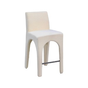 Meridian Furniture,Gramercy Beige Linen Textured Fabric Stool - 1 of 4