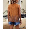 Women's Open Front Vintage Tassel Vest Sleeveless Casual Pary Jacket Vest Fringe Trim Crop Vest - 2 of 4