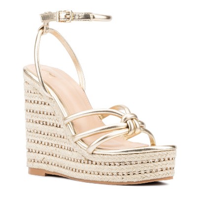 New York & Company Electra Women's Rhinestone Embedded Wedge - 11, Gold ...