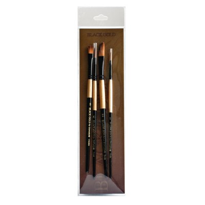 Dynasty Black Gold Brush Sets, Landscape/Portrait, Set Of 4
